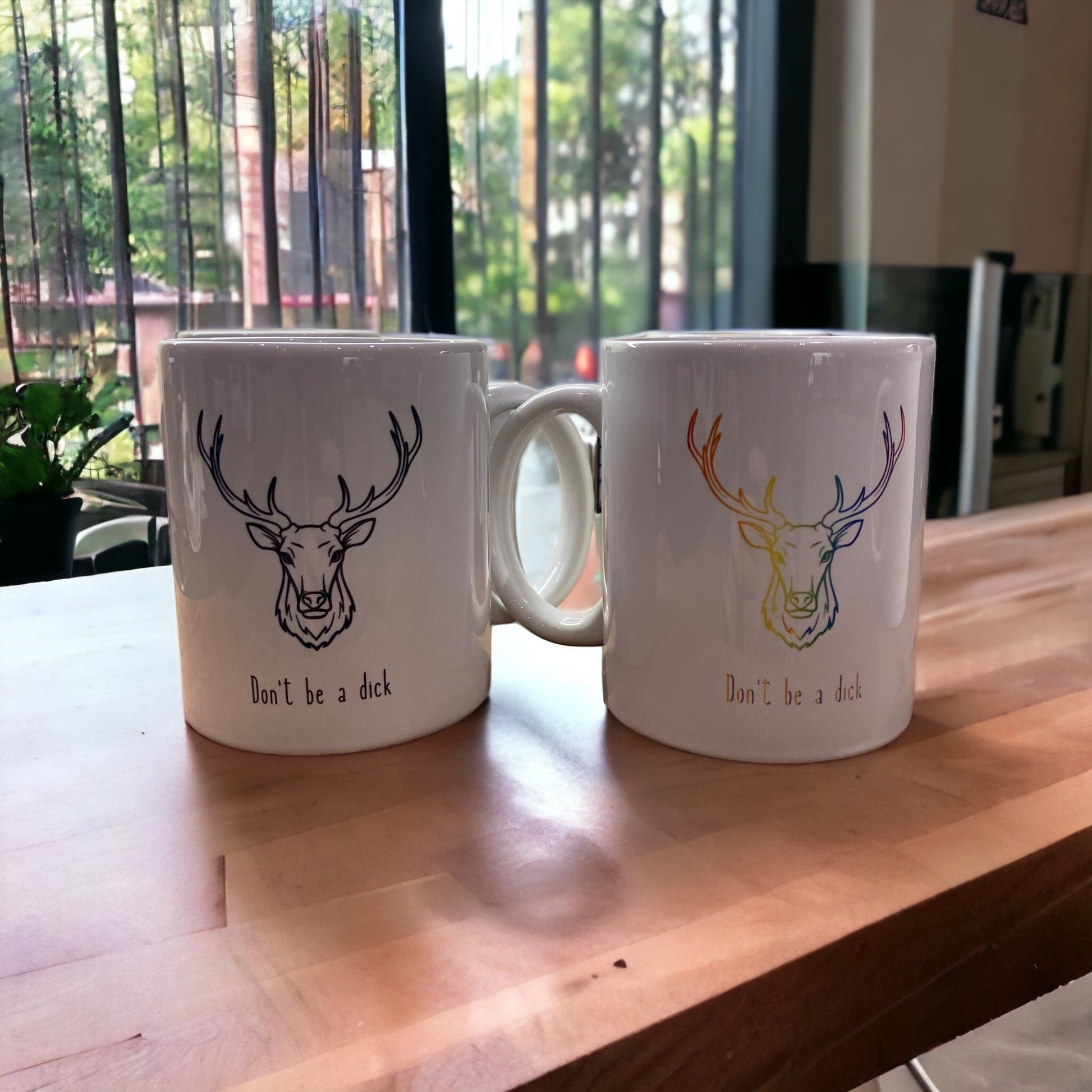 Rainbow Stag Don't be a Dick - Ceramic Coffee Mug