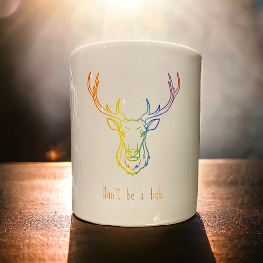 Dont be a dick - coffee mug - Pride colours - stag