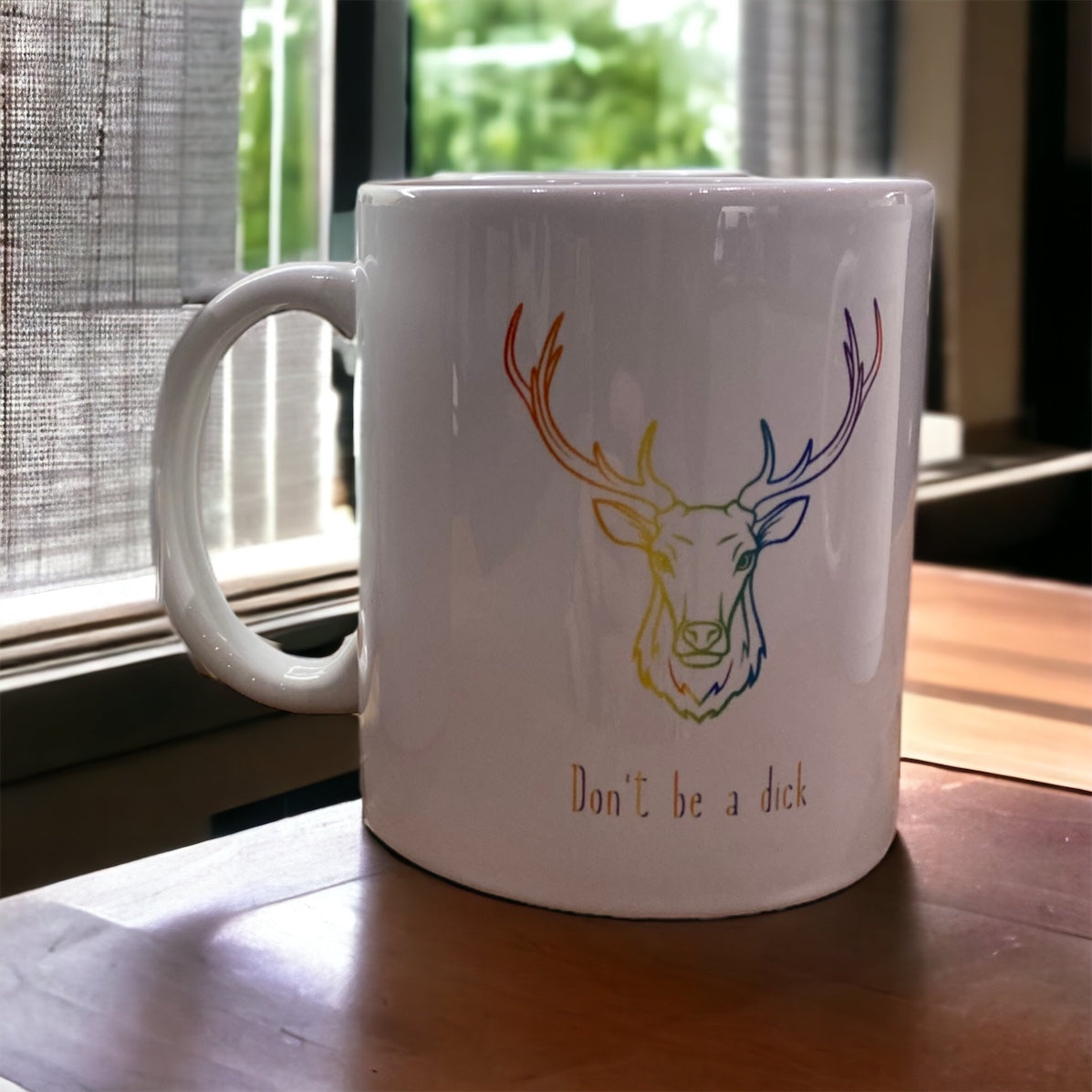 Don't Be A Dick Rainbow Stag Mug