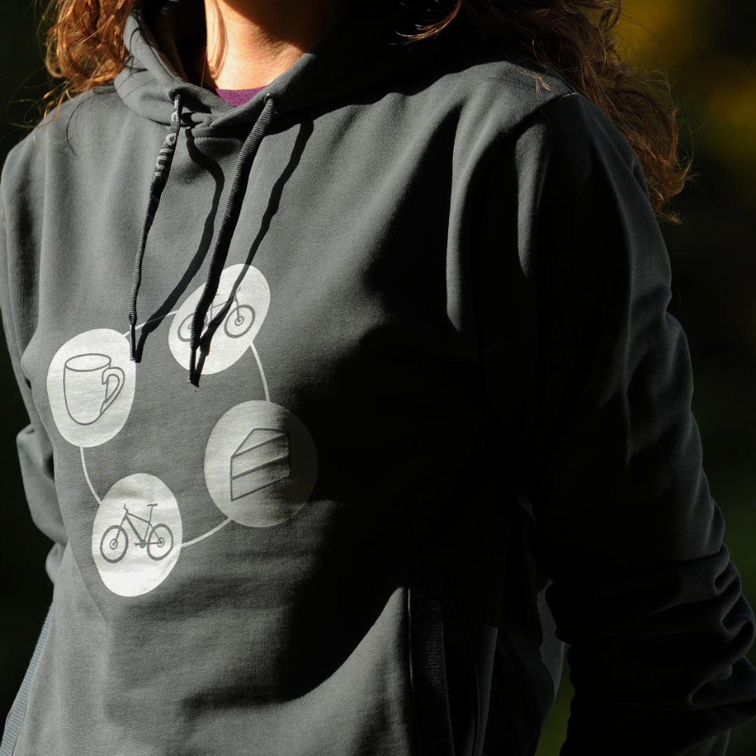 Trail42 Hoodie - Bike, Cake Coffee - Gift for cyclists - MTB Jumpers - cycling hoodie - Forest of Dean 