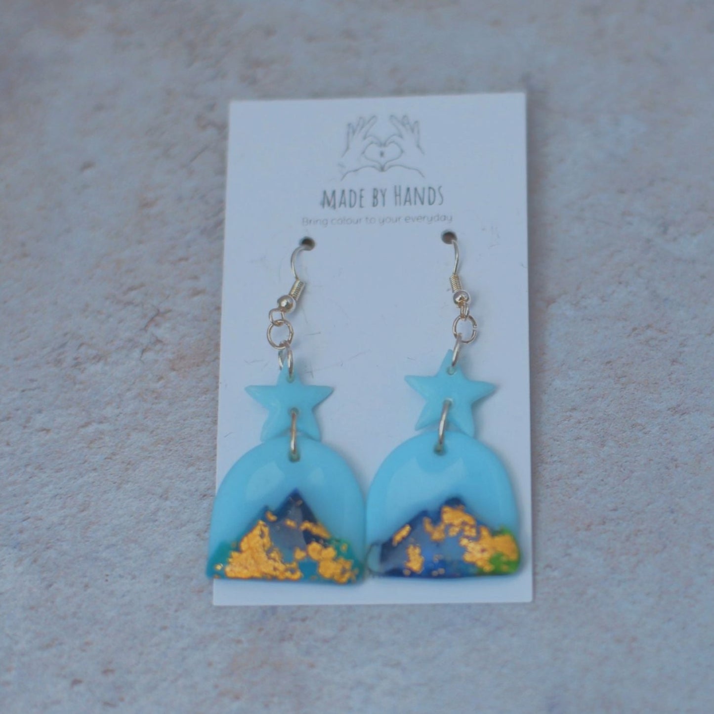 Canopy & Stars Earrings - Gold leaf mountain earrings - polymer clay earrings - mountains - adventure inspired gifts